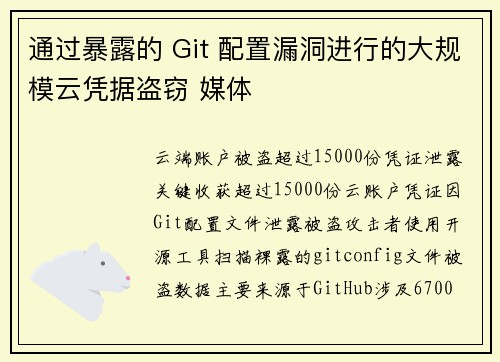 通过暴露的 Git 配置漏洞进行的大规模云凭据盗窃 媒体